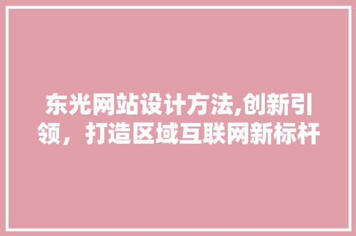 东光网站设计方法,创新引领，打造区域互联网新标杆