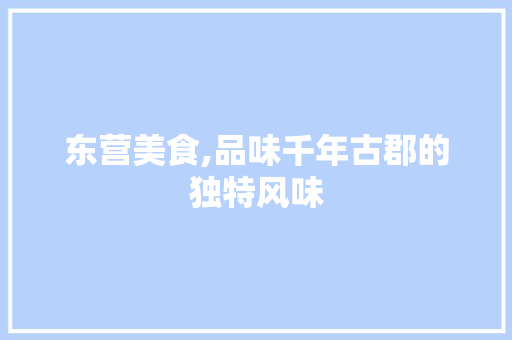 东营美食,品味千年古郡的独特风味