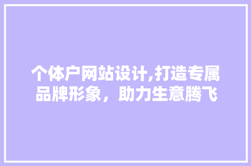 个体户网站设计,打造专属品牌形象，助力生意腾飞