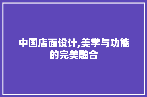 中国店面设计,美学与功能的完美融合
