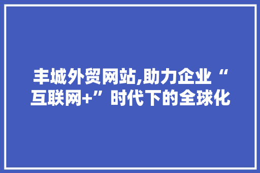 丰城外贸网站,助力企业“互联网+”时代下的全球化布局