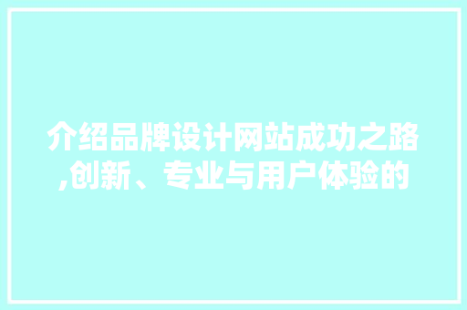 介绍品牌设计网站成功之路,创新、专业与用户体验的完美融合