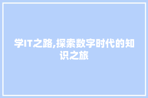 学IT之路,探索数字时代的知识之旅