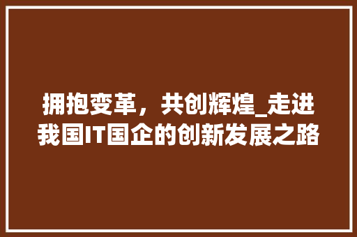 拥抱变革，共创辉煌_走进我国IT国企的创新发展之路