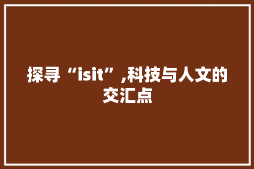探寻“isit”,科技与人文的交汇点