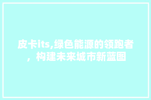 皮卡its,绿色能源的领跑者，构建未来城市新蓝图