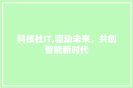 科技社IT,驱动未来，共创智能新时代