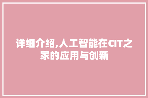 详细介绍,人工智能在CIT之家的应用与创新