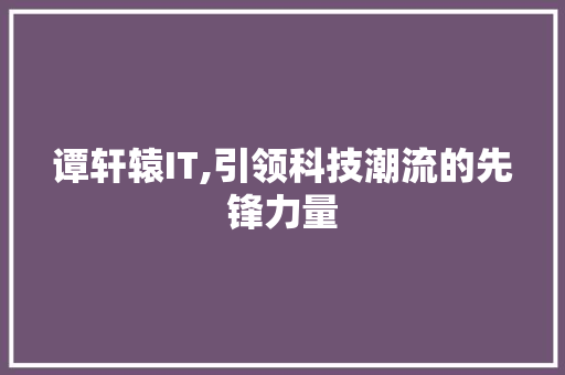 谭轩辕IT,引领科技潮流的先锋力量