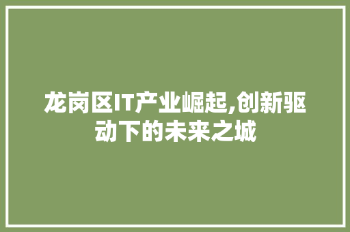 龙岗区IT产业崛起,创新驱动下的未来之城