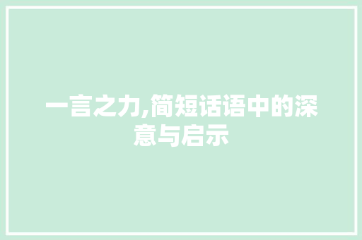 一言之力,简短话语中的深意与启示