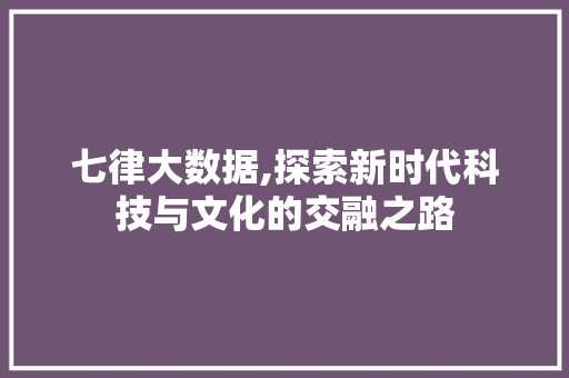 七律大数据,探索新时代科技与文化的交融之路