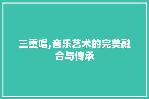 三重唱,音乐艺术的完美融合与传承