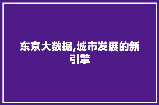 东京大数据,城市发展的新引擎