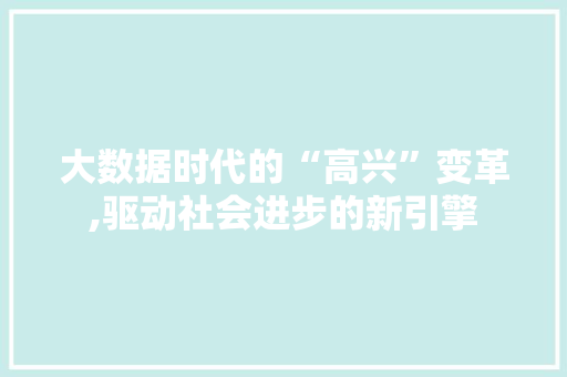 大数据时代的“高兴”变革,驱动社会进步的新引擎