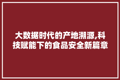 大数据时代的产地溯源,科技赋能下的食品安全新篇章