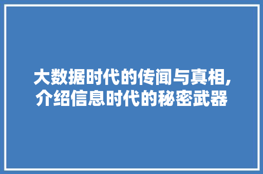 大数据时代的传闻与真相,介绍信息时代的秘密武器