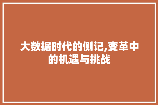 大数据时代的侧记,变革中的机遇与挑战