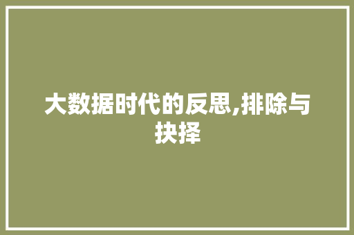 大数据时代的反思,排除与抉择