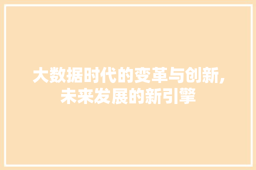 大数据时代的变革与创新,未来发展的新引擎