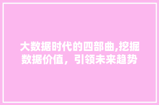 大数据时代的四部曲,挖掘数据价值，引领未来趋势