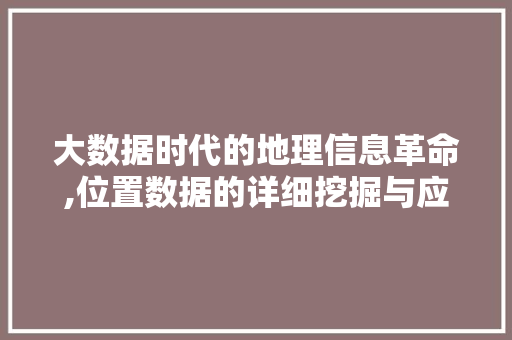 大数据时代的地理信息革命,位置数据的详细挖掘与应用