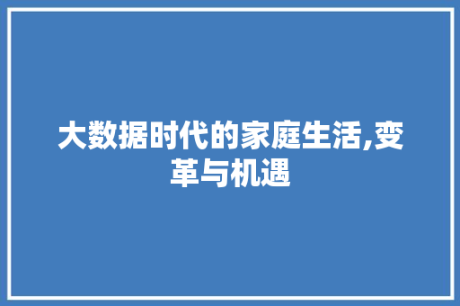 大数据时代的家庭生活,变革与机遇