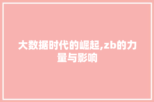 大数据时代的崛起,zb的力量与影响