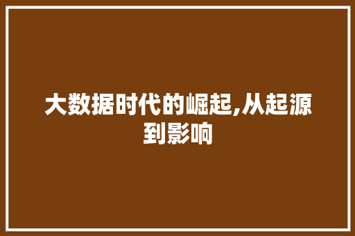 大数据时代的崛起,从起源到影响
