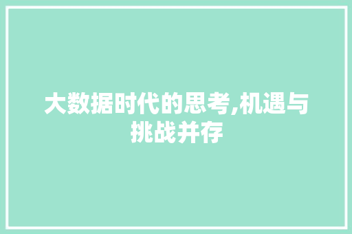大数据时代的思考,机遇与挑战并存