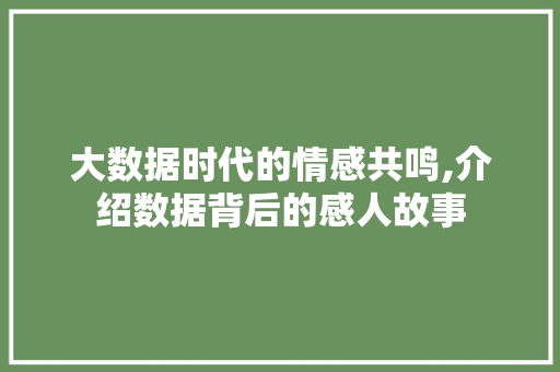大数据时代的情感共鸣,介绍数据背后的感人故事