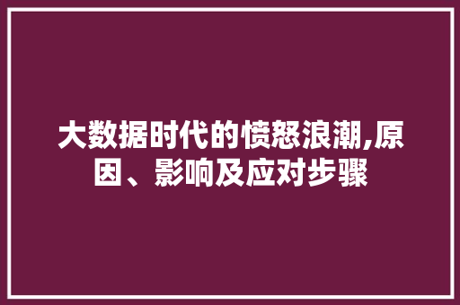 大数据时代的愤怒浪潮,原因、影响及应对步骤