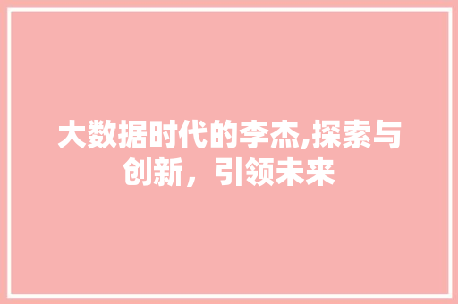大数据时代的李杰,探索与创新，引领未来