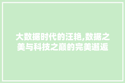 大数据时代的汪艳,数据之美与科技之巅的完美邂逅