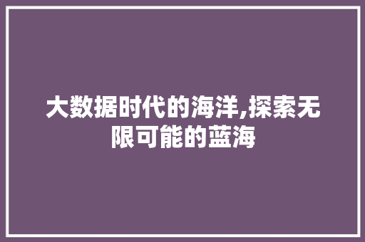 大数据时代的海洋,探索无限可能的蓝海