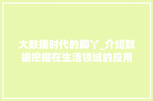 大数据时代的脚丫_介绍数据挖掘在生活领域的应用
