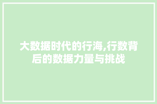 大数据时代的行海,行数背后的数据力量与挑战