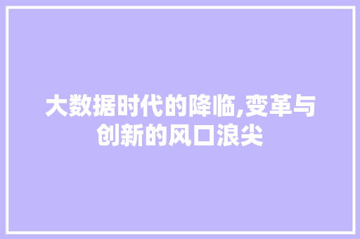 大数据时代的降临,变革与创新的风口浪尖
