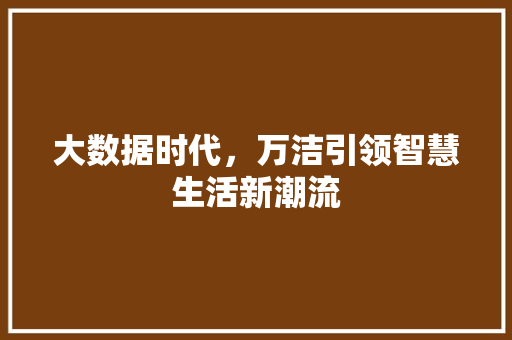 大数据时代，万洁引领智慧生活新潮流
