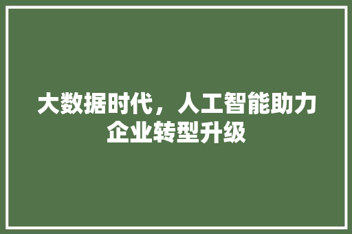 大数据时代，人工智能助力企业转型升级