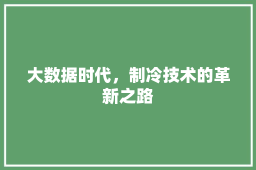 大数据时代，制冷技术的革新之路