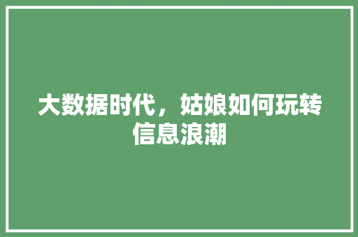 大数据时代，姑娘如何玩转信息浪潮