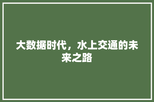 大数据时代，水上交通的未来之路