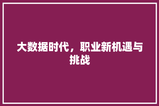 大数据时代，职业新机遇与挑战
