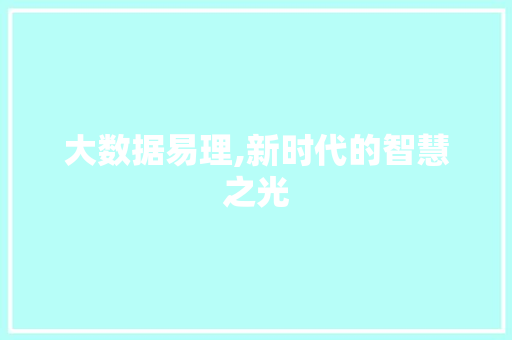 大数据易理,新时代的智慧之光