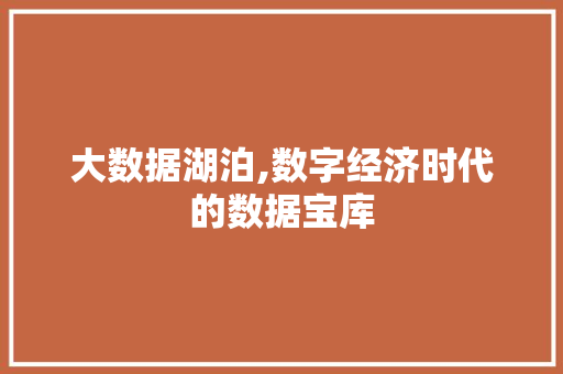 大数据湖泊,数字经济时代的数据宝库