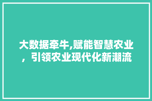 大数据牵牛,赋能智慧农业，引领农业现代化新潮流