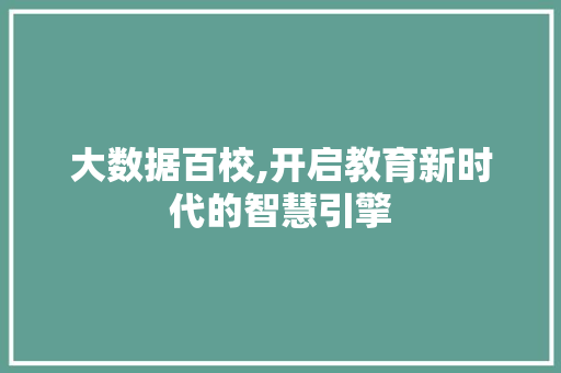 大数据百校,开启教育新时代的智慧引擎