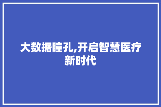 大数据瞳孔,开启智慧医疗新时代