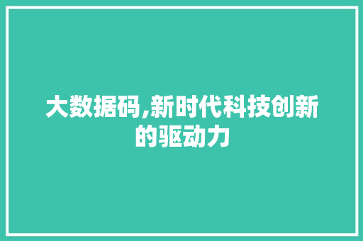大数据码,新时代科技创新的驱动力